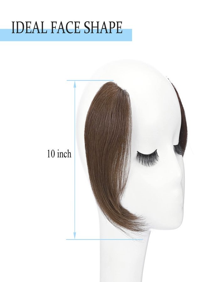 SEGO Side Bangs Clip in Bangs 100% Real Human Hair 10 inch 2PCS French Bangs Wave Fringe Swept Natural look Hair Piece 15g/Pcs-Medium Brown - Image 4